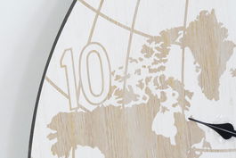 DKD Home Decor Reloj de Pared Vintage Mapamundi MDF y Metal Beige y Negro 58 x 58 x 8 cm (2 Unidades)