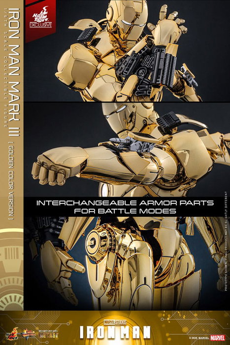 Iron Man Figura Movie Masterpiece Diecast 1/6 Iron Man Mark III (Gold Color Version) Hot Toys Exclusive 33 cm