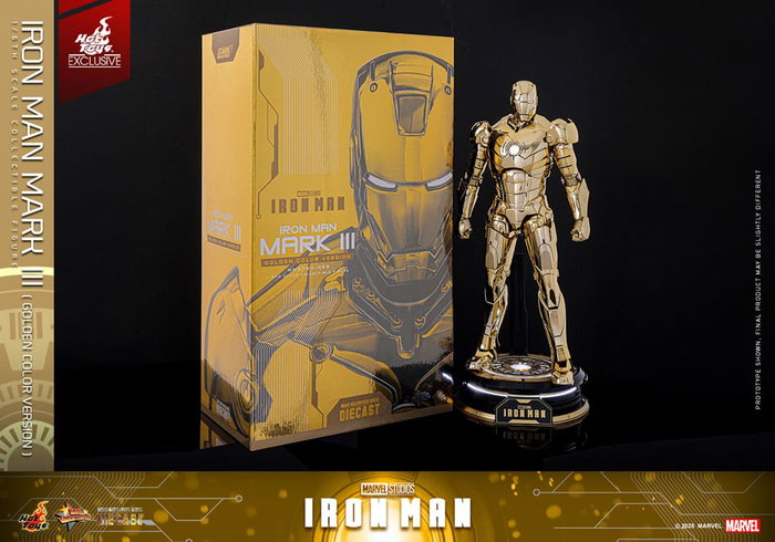 Iron Man Figura Movie Masterpiece Diecast 1/6 Iron Man Mark III (Gold Color Version) Hot Toys Exclusive 33 cm