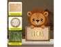 Wondee Lámpara Infantil Personalizable "Little Lion" con Nombre Madera Sostenible, Luz Quit Miedos Bebé