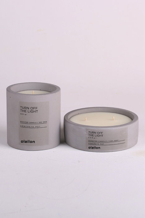 Aberto Design Turn Off The Light Set de Velas Aroma Cacao y Nata Hormigón Gris Pack de 2 uds