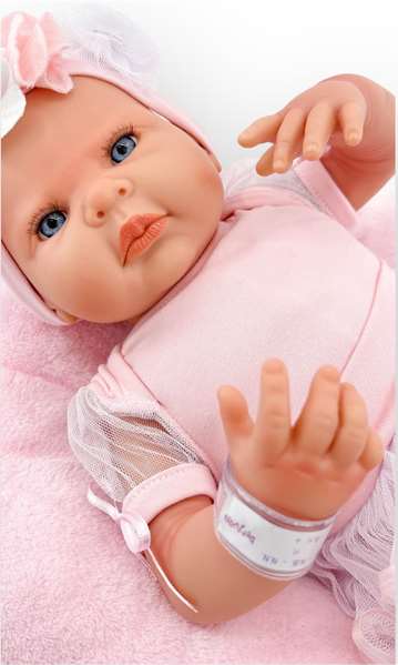 Berjuan Muñeca Reborn Bailarina Tul Blanco Mecanismo Besitos Almohada Rosa Maquillaje 18502-24 50 cm