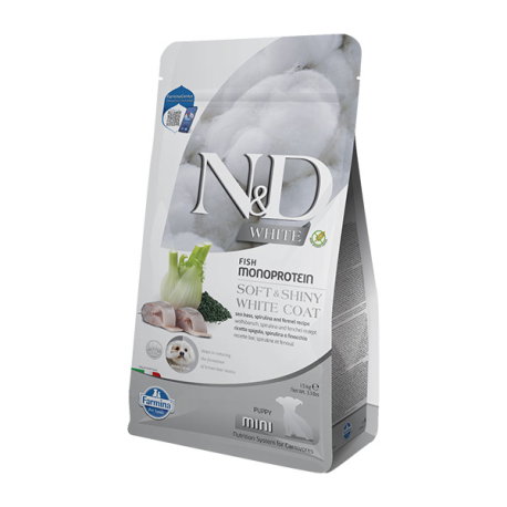 Farmina N&D White Dog Puppy Lubina, Espirulina e Hinojo Mini 1,5kg Farmina N&D White Dog Puppy Lubina, Espirulina e Hinojo Mini 1,5kg