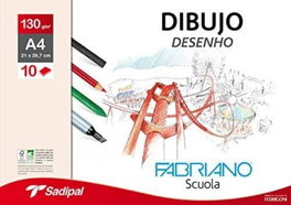 Fabriano Pack de 10 láminas de dibujo A4 130g