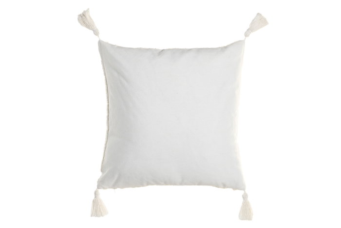 DKD Home Decor Cojín de Poliéster Crudo con Aplicaciones 45x45 cm (Pack de 2)