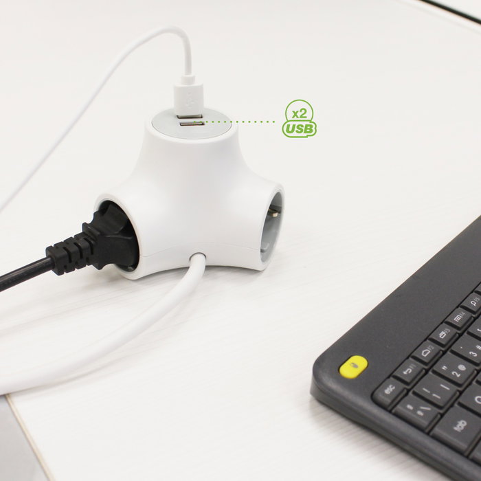 GSC Evolution Ladrón alargador triple salida + 2 USB 1,4M