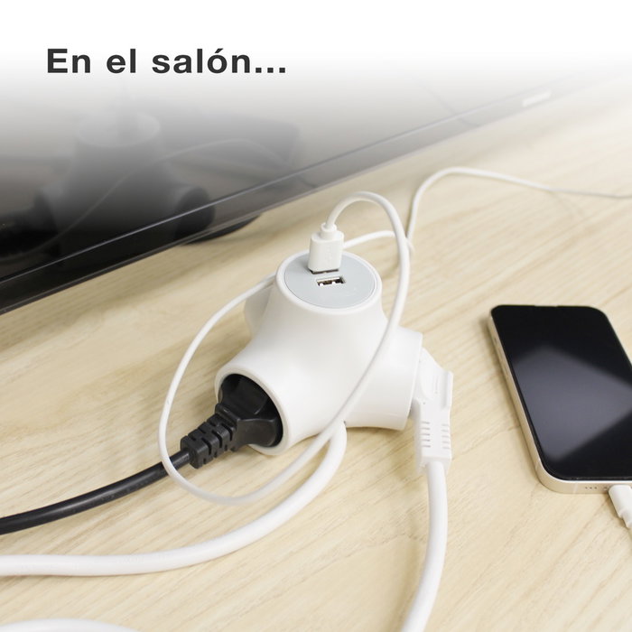 GSC Evolution Ladrón alargador triple salida + 2 USB 1,4M