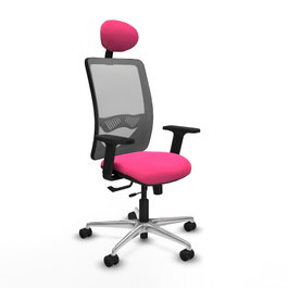 PIQUERAS Y CRESPO Silla de oficina Zulema Rosa y Gris con mecanismo Sincro/Traslack