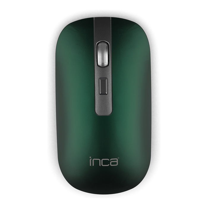 Inca Ratón IWM-531RY Inalámbrico y Bluetooth, Óptico 1600 DPI, Batería Recargable, Color Verde, Ratón Ergonómico para Oficina