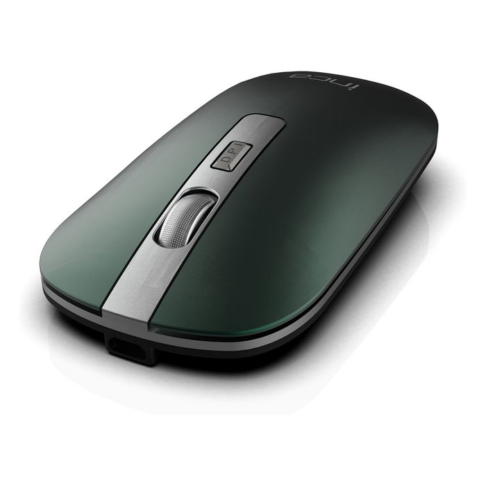 Inca Ratón IWM-531RY Inalámbrico y Bluetooth, Óptico 1600 DPI, Batería Recargable, Color Verde, Ratón Ergonómico para Oficina