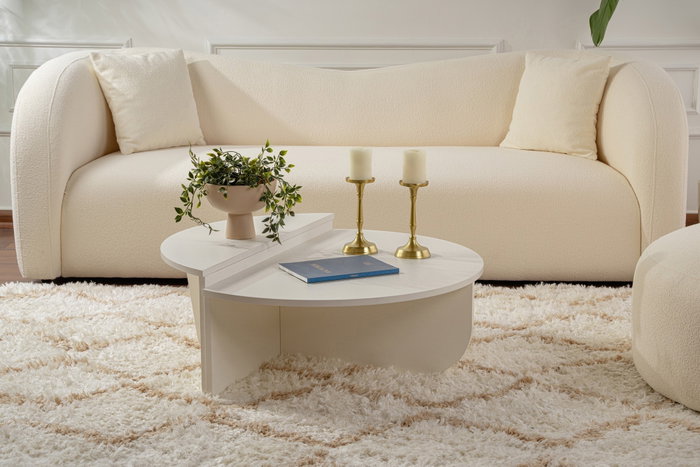 Nordure Mesa de Centro de Madera Blanca 90x60x30 cm