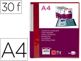 Liderpapel Carpeta de 30 fundas tipo canguro rojo translúcido DIN A4