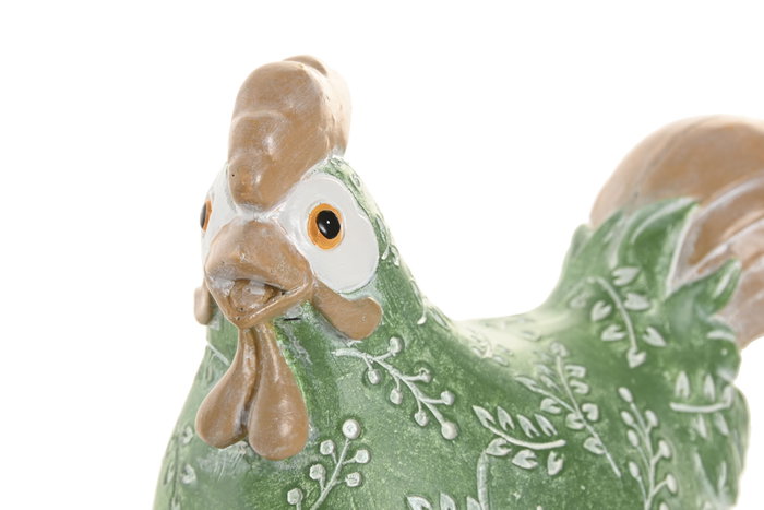 DKD Home Decor Figura de Gallina Verde en Resina