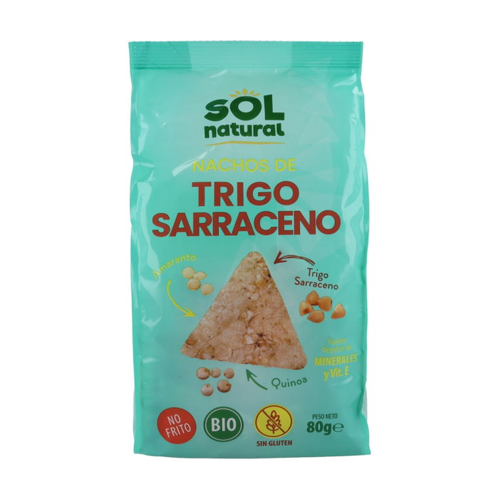 SOLNATURAL Nachos de Trigo Sarraceno, Amaranto y Quinoa sin Gluten Bio 80g SOLNATURAL Nachos de Trigo Sarraceno, Amaranto y Quinoa sin Gluten Bio 80g