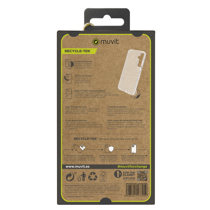 Muvit Funda Recycletek Shockproof 3M para Samsung Galaxy - Protección de Caídas hasta 3 Metros - Fabricada con Material 100% Reciclado