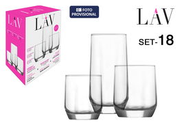 LAV Set 18 Vasos Diamond 385 cc, 310 cc, 215 cc (2 Cajas)