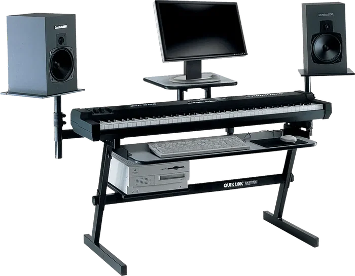 QUIKLOK Soporte Teclado Z716 Formato "Z" / Perfil Simple, Altura Regulable, Negro, Acero, 7.80 kg, Carga Máxima 113 kg