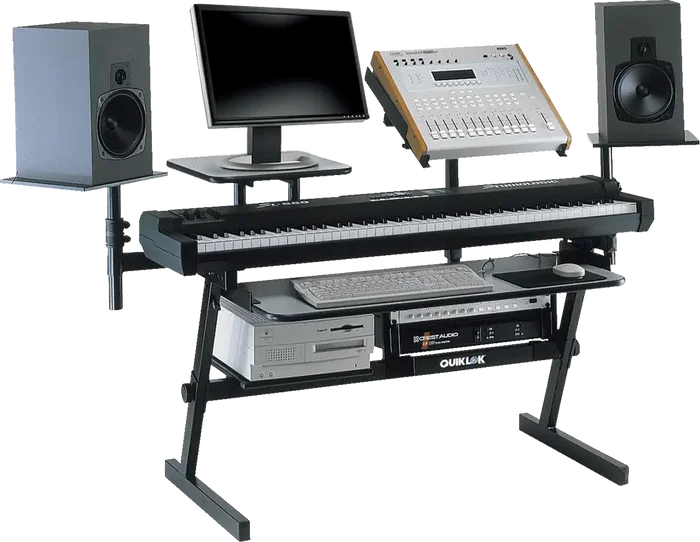 QUIKLOK Soporte Teclado Z716 Formato "Z" / Perfil Simple, Altura Regulable, Negro, Acero, 7.80 kg, Carga Máxima 113 kg