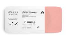 Kruuse SUTURA MONOFAST 2/0 70CM AGUJA 24MM 3/8 TRIANGULAR 12U