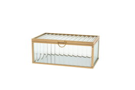 DKD Home Decor Joyero de Cristal y Metal Transparente y Dorado 15x11x6 cm