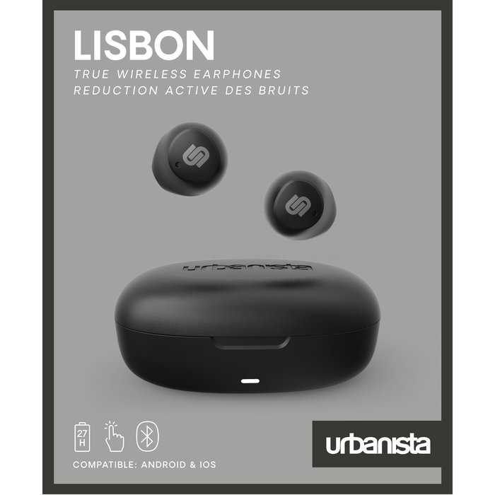 Urbanista Lisbon Auriculares True Wireless Inalambricos 27h Reproducción Carga USB-C Bluetooth 5.2 Controles Táctiles Compatibles iOS Android