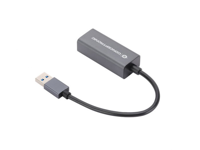 Conceptronic Adaptador USB 3.2 Gen 1 (3.1 Gen 1) a RJ45 Gigabit Ethernet 10/100/1000Mbps para PC/Portátil con Carcasa de Aluminio