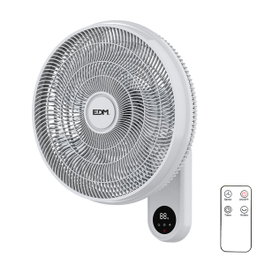 Edm Ventilador de Pared de 40 cm con Mando a Distancia, Blanco