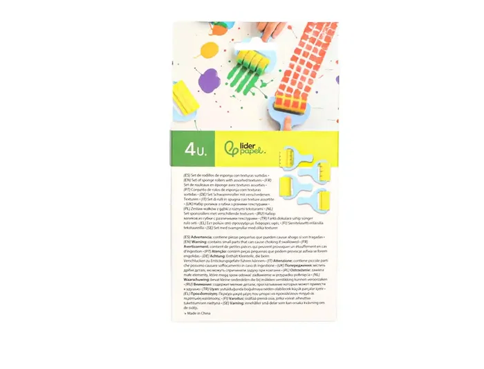Liderpapel Esponja Manualidades con Texturas, Rodillo de Goma Foam para Pintar, Caja con 4 Unidades