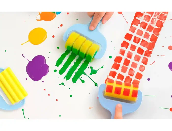 Liderpapel Esponja Manualidades con Texturas, Rodillo de Goma Foam para Pintar, Caja con 4 Unidades