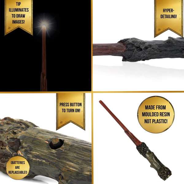 NECA Varita Harry Potter Lumos con Luz LED, 19 cm - Incluye Pilas