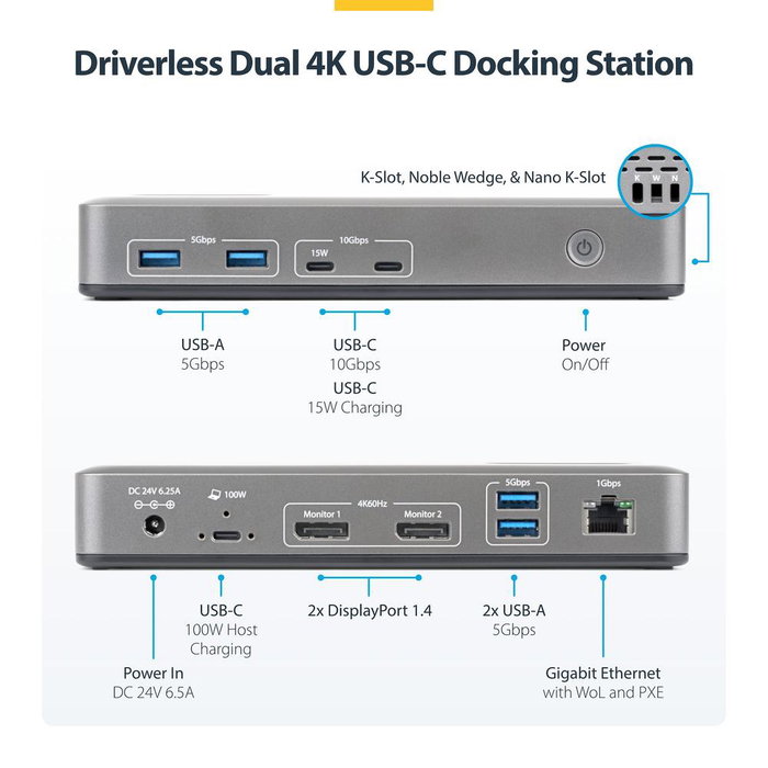 Startech Docking Station USB-C con 2 Puertos de Acceso Startech Docking Station USB-C con 2 Puertos de Acceso