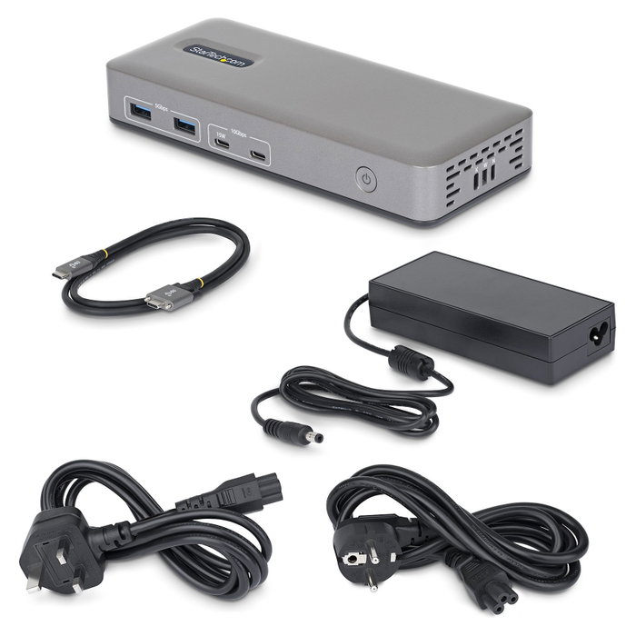 StarTech Docking Station USB-C Dual 4K 60Hz DisplayPort 100W PD Gris