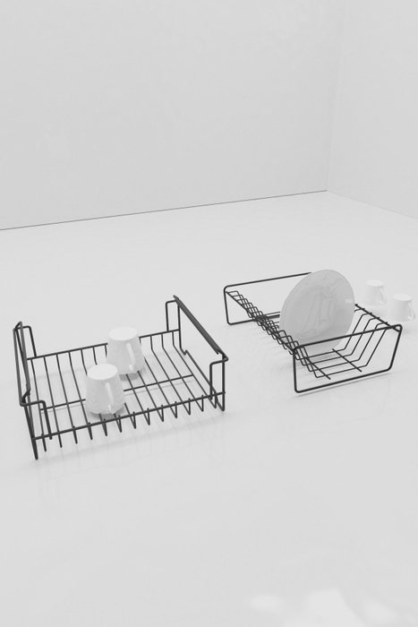 Hermia Escurreplatos SM004-B, Metal Negro, 35.5 x 29.5 x 23.5 cm, 2.5-5 mm Grosor, Diseño Elegante y Duradero para Cocina