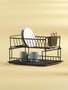 Hermia Escurreplatos SM004-B, Metal Negro, 35.5 x 29.5 x 23.5 cm, 2.5-5 mm Grosor, Diseño Elegante y Duradero para Cocina