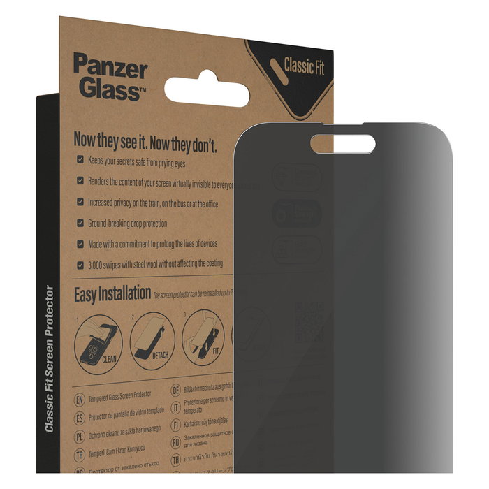 PanzerGlass Protector de Pantalla de Privacidad iPhone 14 Pro, Filtro Privacidad, Vidrio Templado, Aplicación en Seco y sin Burbujas, 1 Unidad