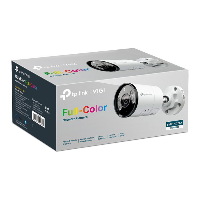 TP-Link VIGI C355(6mm) Cámara de Seguridad IP Exterior Tipo Bullet 5MP Full-Color, Visión Nocturna, IP67, PoE