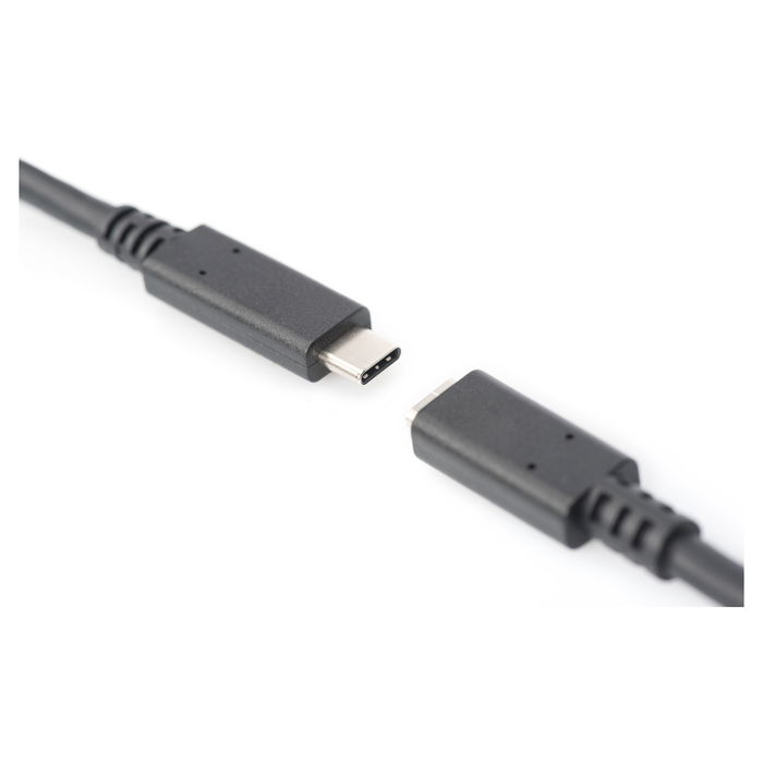Digitus Cable de Extensión USB-C 3.2 Gen2 a USB-C, 0.7 m, 10 Gbit/s, Conector Macho a Hembra, Negro