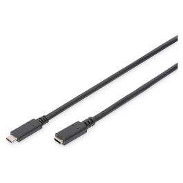 Digitus Cable de Extensión USB-C 3.2 Gen2 a USB-C, 0.7 m, 10 Gbit/s, Conector Macho a Hembra, Negro