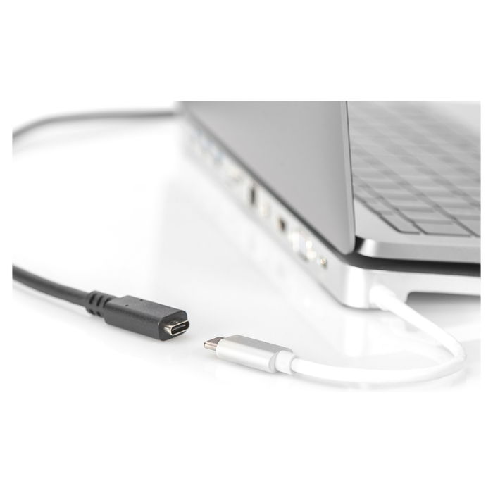 Digitus Cable de Extensión USB-C 3.2 Gen2 a USB-C, 0.7 m, 10 Gbit/s, Conector Macho a Hembra, Negro