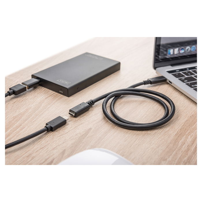 Digitus Cable de Extensión USB-C 3.2 Gen2 a USB-C, 0.7 m, 10 Gbit/s, Conector Macho a Hembra, Negro