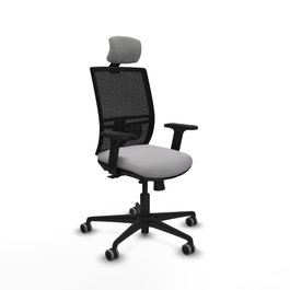 PIQUERAS Y CRESPO Silla de oficina Yunquera con mecanismo Sincro/Traslack, Gris claro y Negro