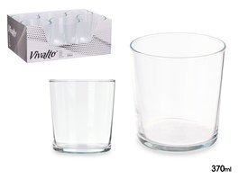 Vivalto Vaso Agua Recto Transparente Vidrio 370 ml 8.5x9x8.5 cm (Set de 24)