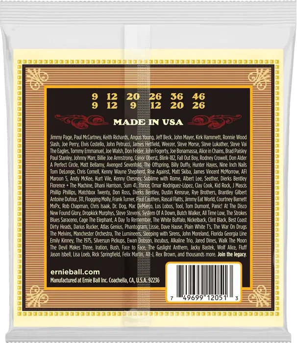 Ernieball Juego Acústica Earthwood Silk & Steel 80/20 Bronze (12 St.) 9-46