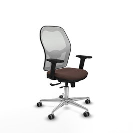 PIQUERAS Y CRESPO Silla de oficina Jorquera con mecanismo Sincro/Traslack Marrón oscuro y Blanco