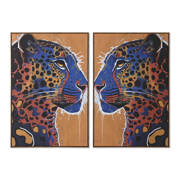 DKD Home Decor Set de 2 Cuadros de Lienzo Leopardo 80x120 cm