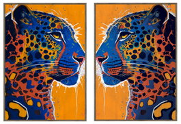 DKD Home Decor Set de 2 Cuadros de Lienzo Leopardo 80x120 cm