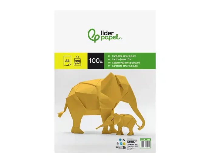 Liderpapel Cartulina Oro A4 180g/m2 Paquete de 100 Hojas