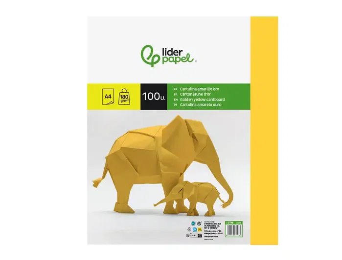 Liderpapel Cartulina Oro A4 180g/m2 Paquete de 100 Hojas