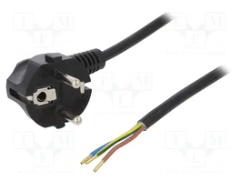 PLASTROL Cable de Alimentación H03VV-F, OMY 3x1mm² Negro 5m