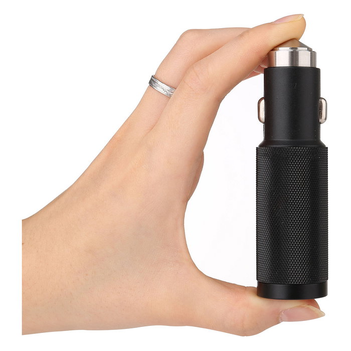 Realpower 219736 Cargador Coche USB 2400 mAh Linterna LED Negro Universal 12-24V